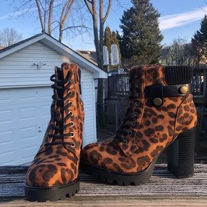 Cheetah Faux Suede Platform High-top booties